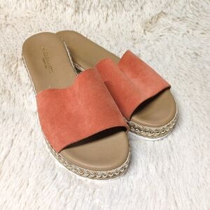 A Giannetti Orange Suede Slices, Size 8.5